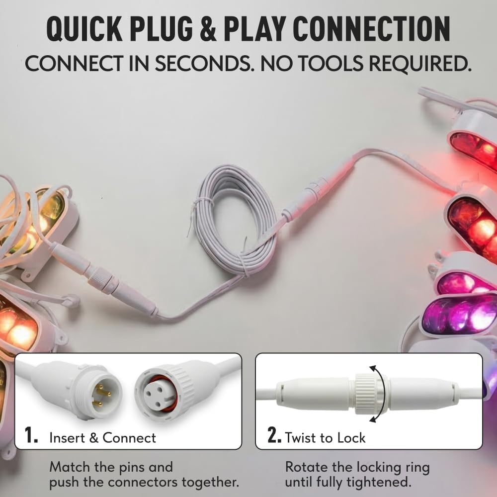 Y-Splitter & Extension Cables for Govee Permanent Outdoor Lights Prism (H707A / H707B / H707C)