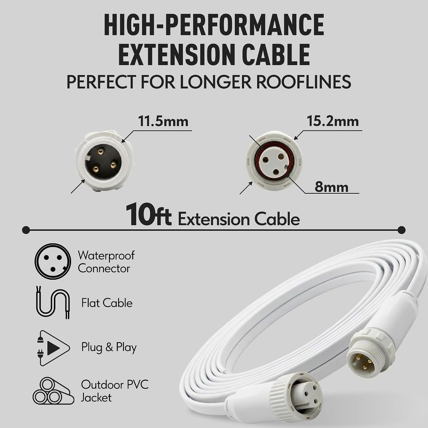 Extension Cable for Govee Permanent Outdoor Lights 2/Elite (H705D H705E H705F H805A H805B H805C)
