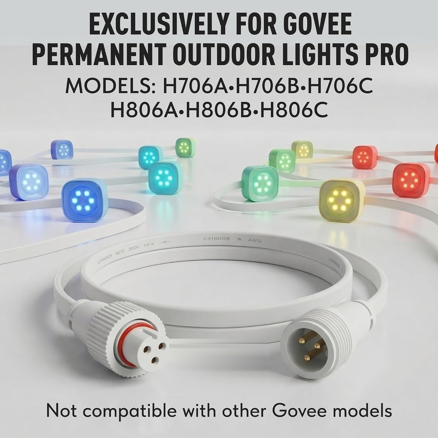 Extension Cable for Govee Permanent Outdoor Lights Pro (H706A H706B H706C H806A H806B H806C)