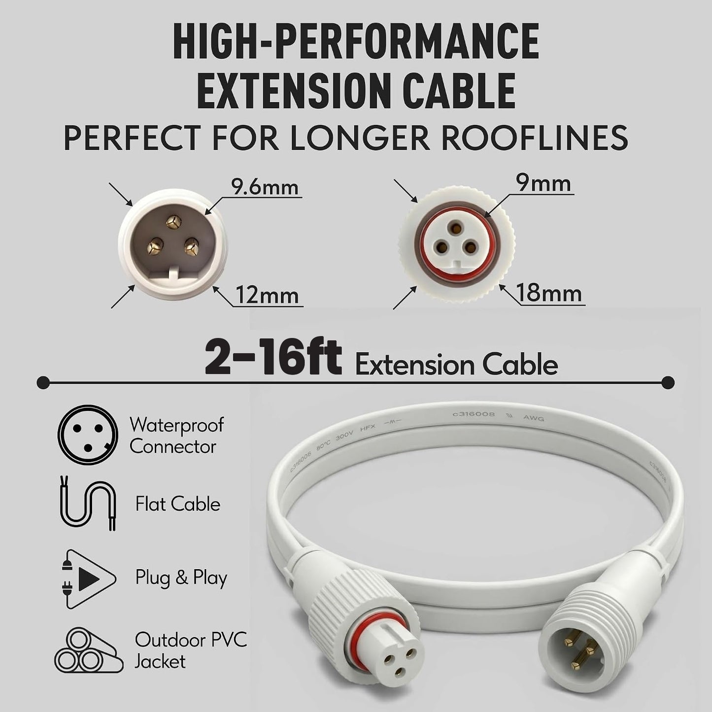 Extension Cable for Govee Permanent Outdoor Lights Pro (H706A H706B H706C H806A H806B H806C)