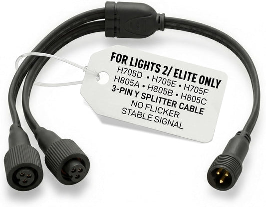 Y Splitter Cable Compatible with Govee Permanent Outdoor Lights 2 / Elite (H705D H705E H705F H805A H805B H805C)