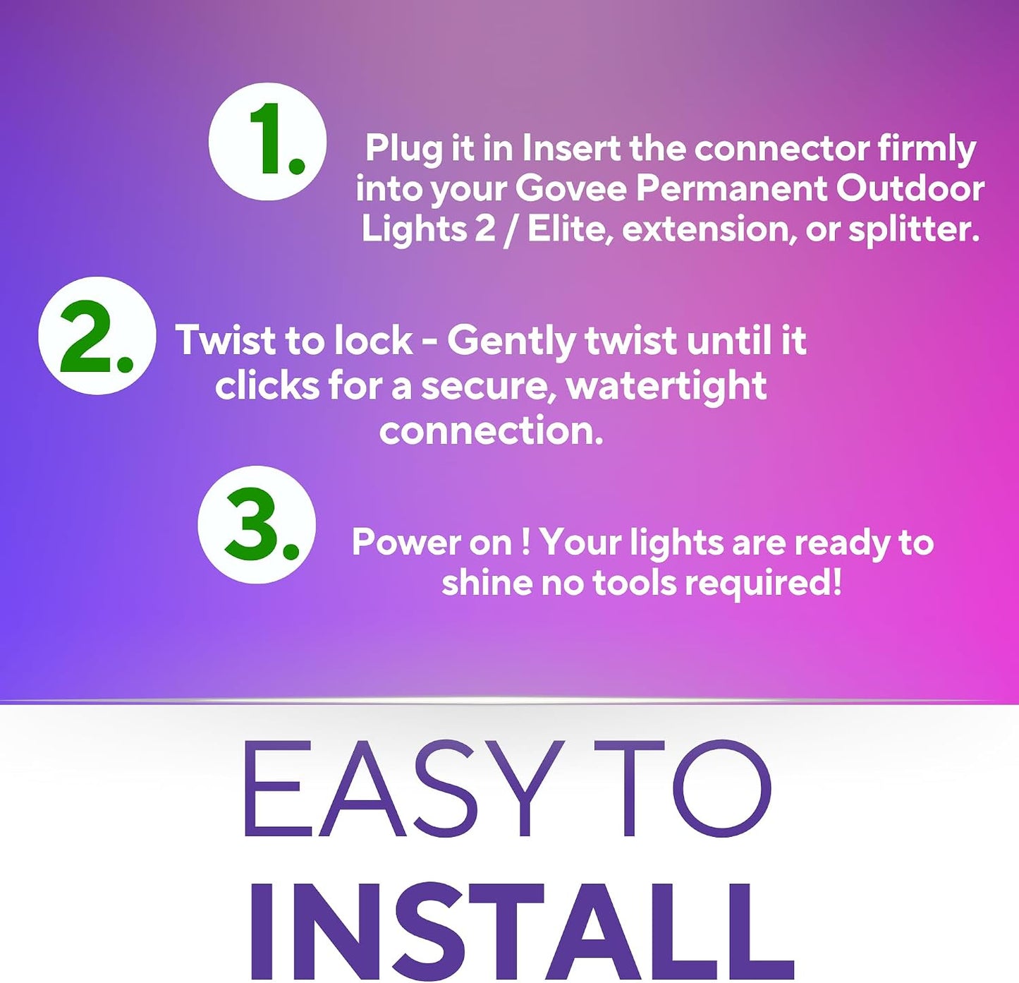 Y Splitter Cable Compatible with Govee Permanent Outdoor Lights 2 / Elite (H705D H705E H705F H805A H805B H805C)