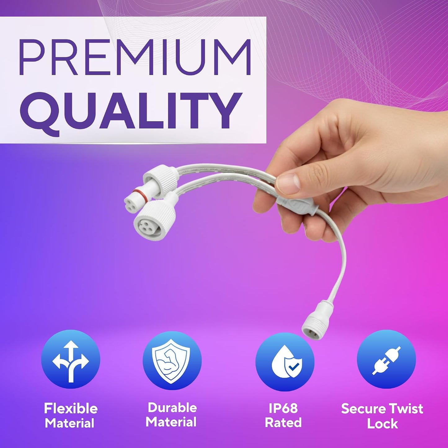 Y Splitter Cable Compatible with Govee Permanent Outdoor Lights 2 / Elite (H705D H705E H705F H805A H805B H805C)