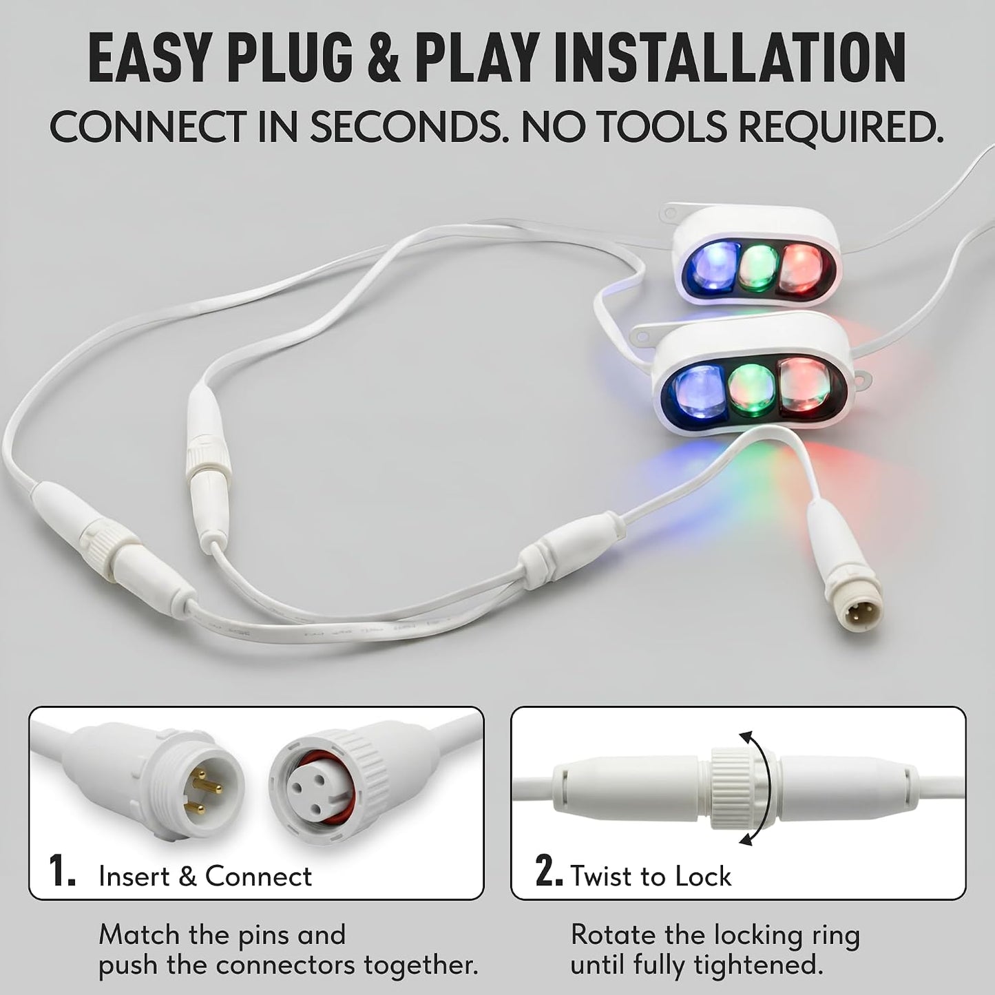 Y-Splitter & Extension Cables for Govee Permanent Outdoor Lights Prism (H707A / H707B / H707C)