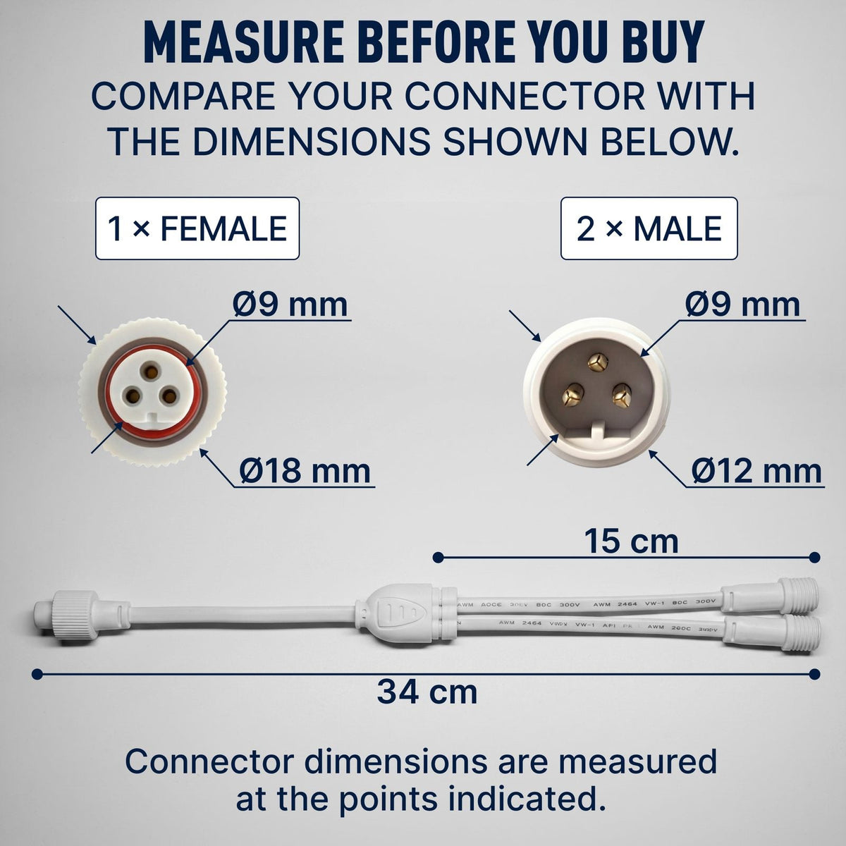 Y-Splitter Pro - connector dimensions